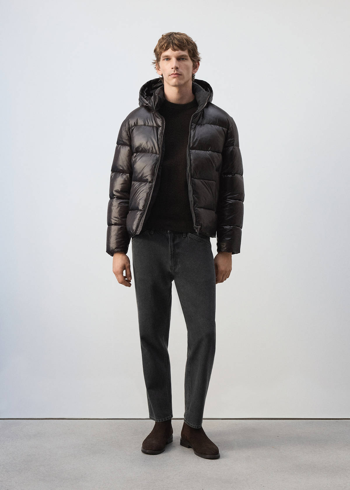 Water-repellent quilted anorak — Coffee