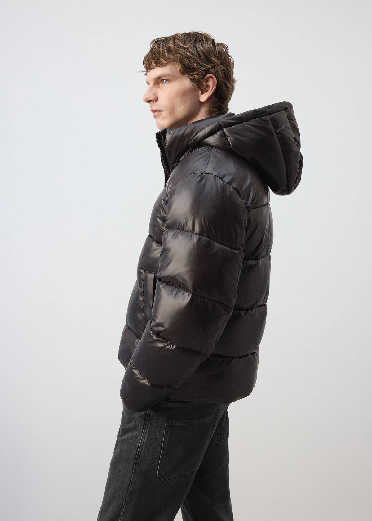 Water-repellent quilted anorak — Coffee