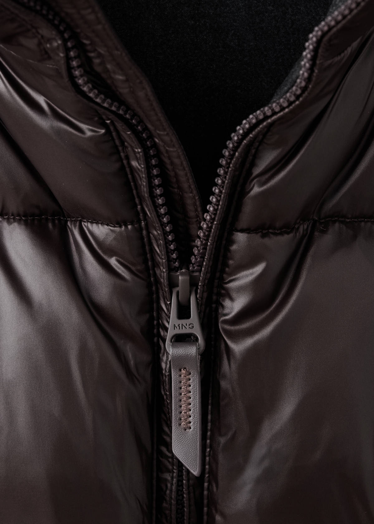 Water-repellent quilted anorak — Coffee