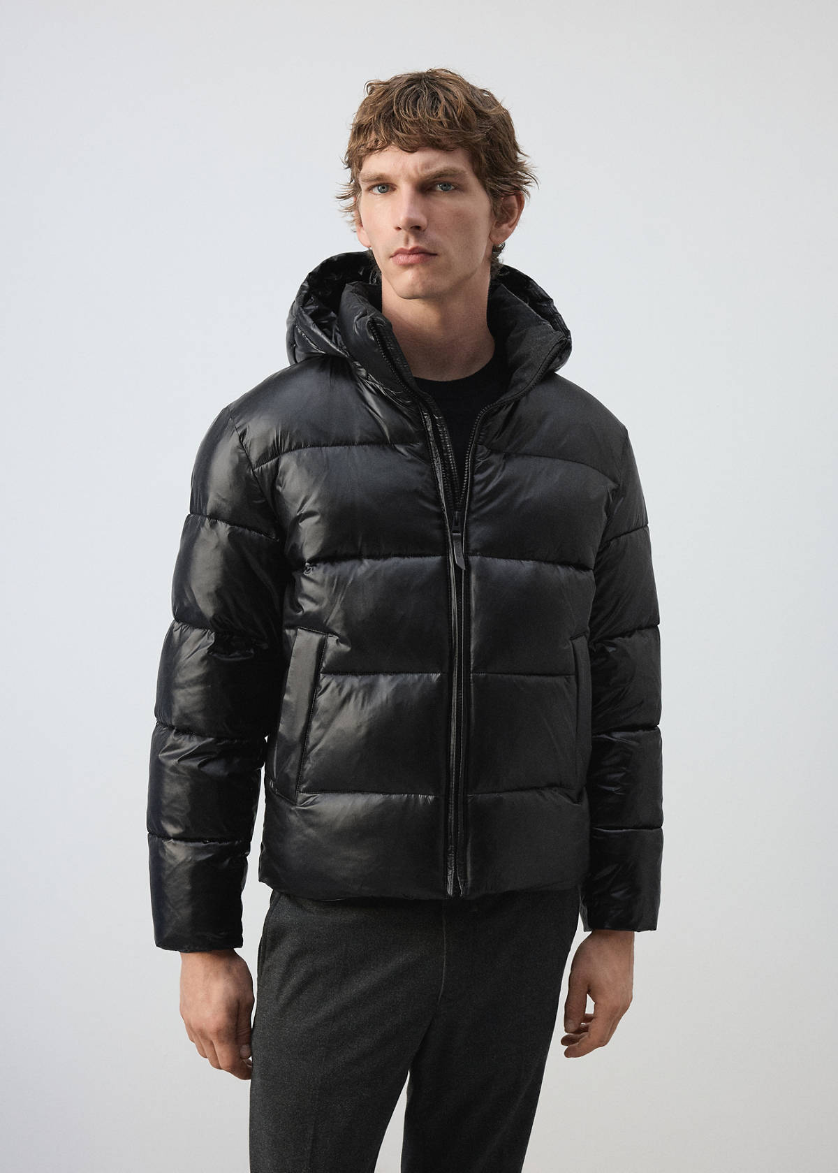 Water-repellent quilted anorak — Black