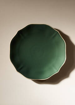 Stoneware dessert plate with decorative decorative edge — Green 1