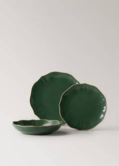 Stoneware dessert plate with decorative decorative edge — Green 4