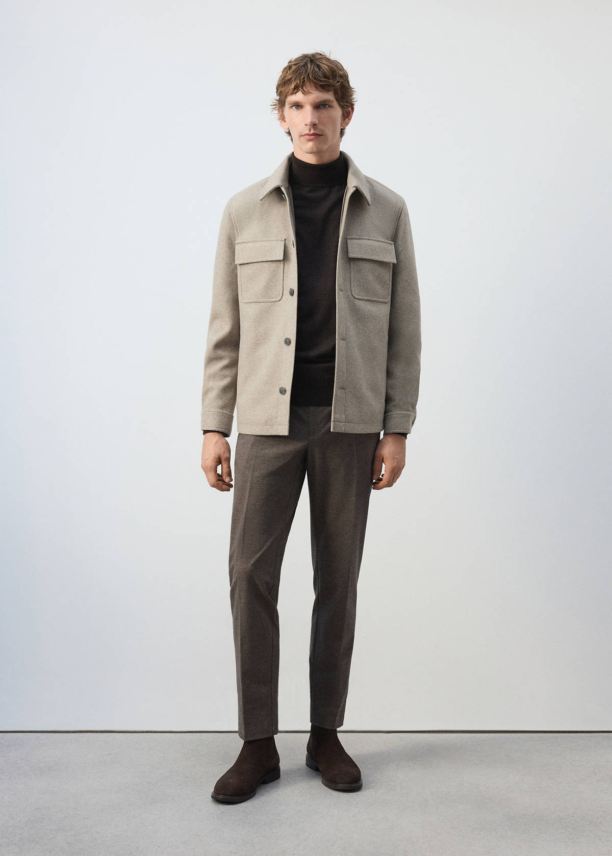 Slim-fit check-print trousers — Tobacco Brown