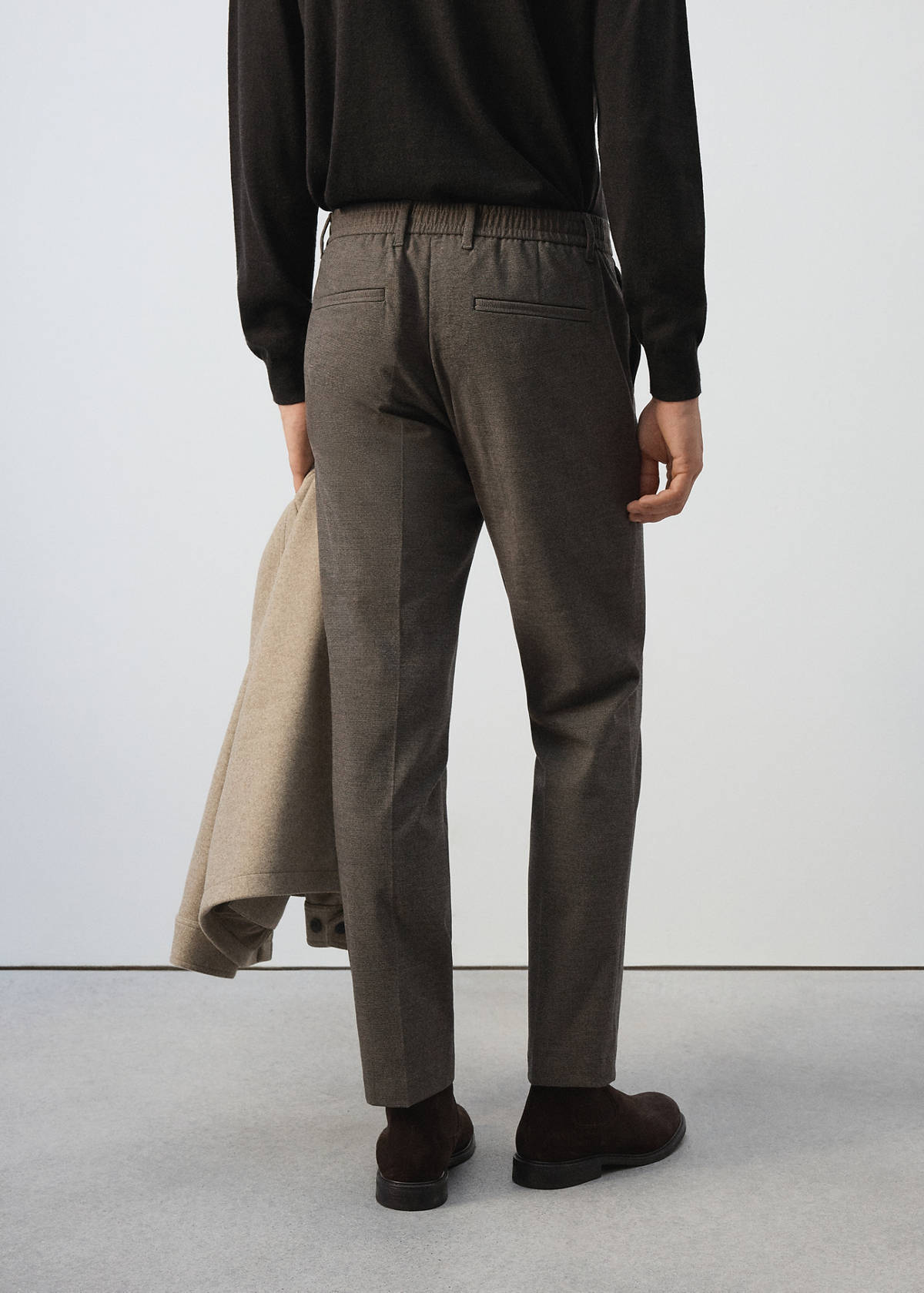 Slim-fit check-print trousers — Tobacco Brown