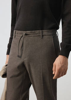 Slim-fit check-print trousers — Tobacco Brown 4