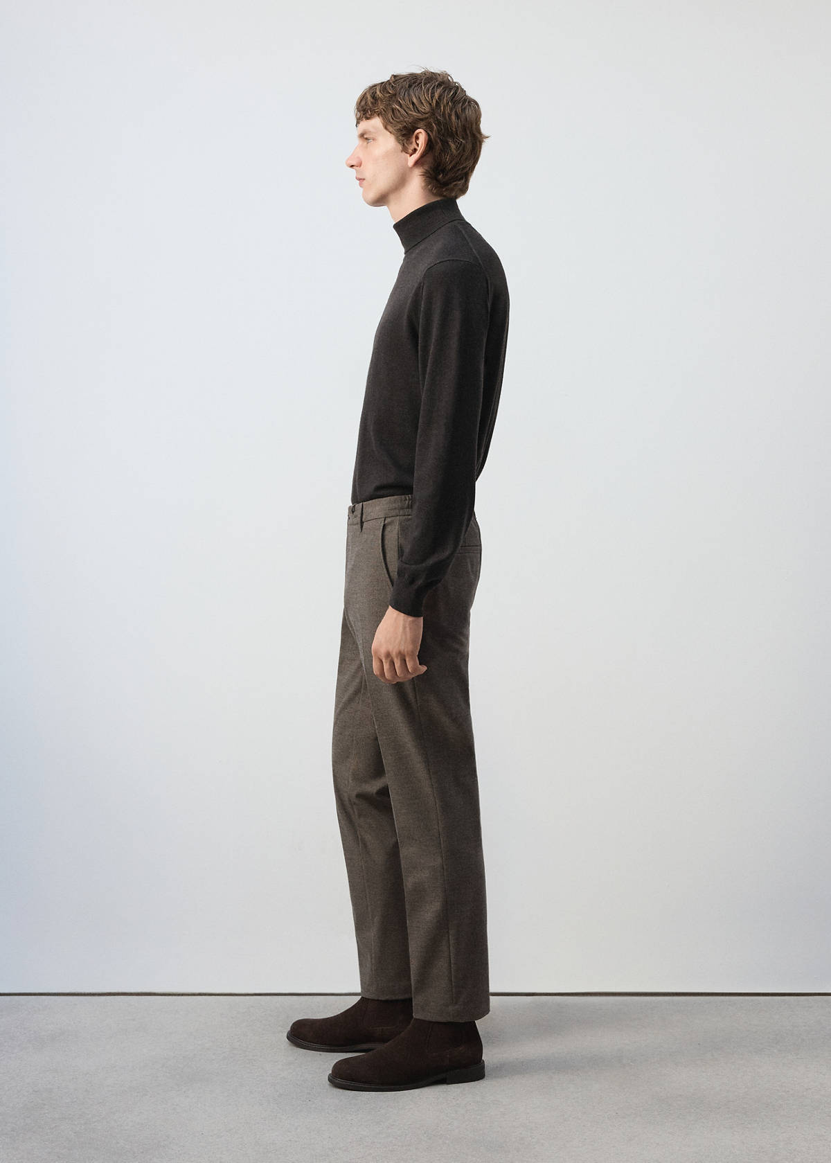Slim-fit check-print trousers — Tobacco Brown