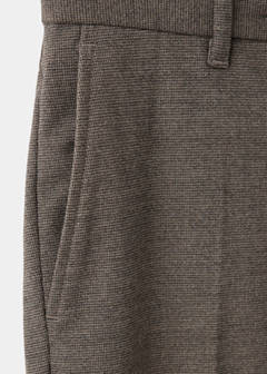 Slim-fit check-print trousers — Tobacco Brown 9