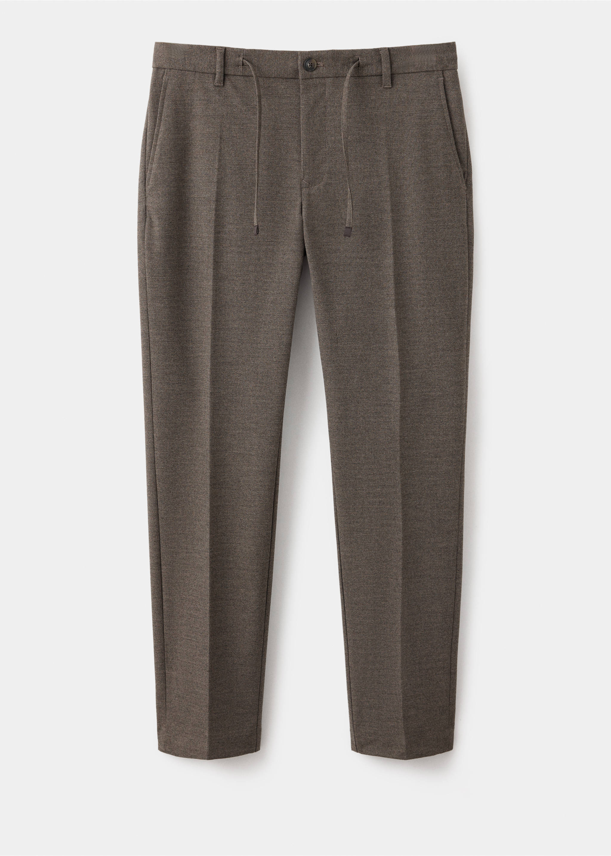 Slim-fit check-print trousers - Article without model, Tobacco Brown. Ref: 37017901-00.