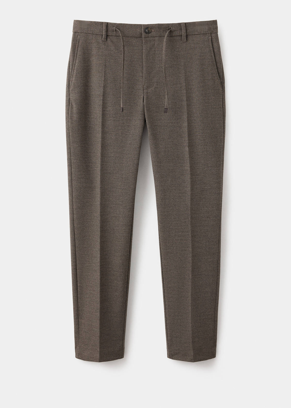 Slim-fit check-print trousers — Tobacco Brown