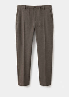 Slim-fit check-print trousers — Tobacco Brown 7