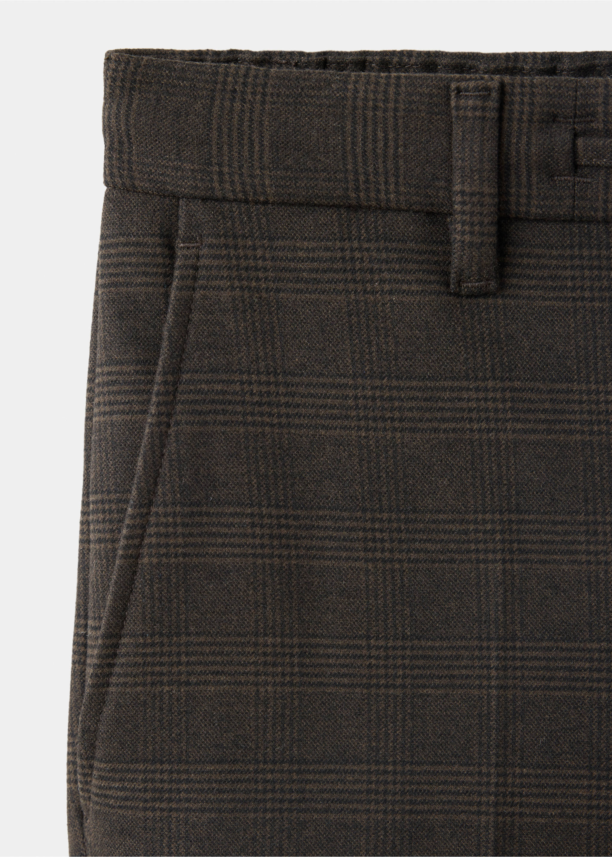 Slim-fit check-print trousers - Details of the article 0, Chocolate. Ref: 37017902-00.