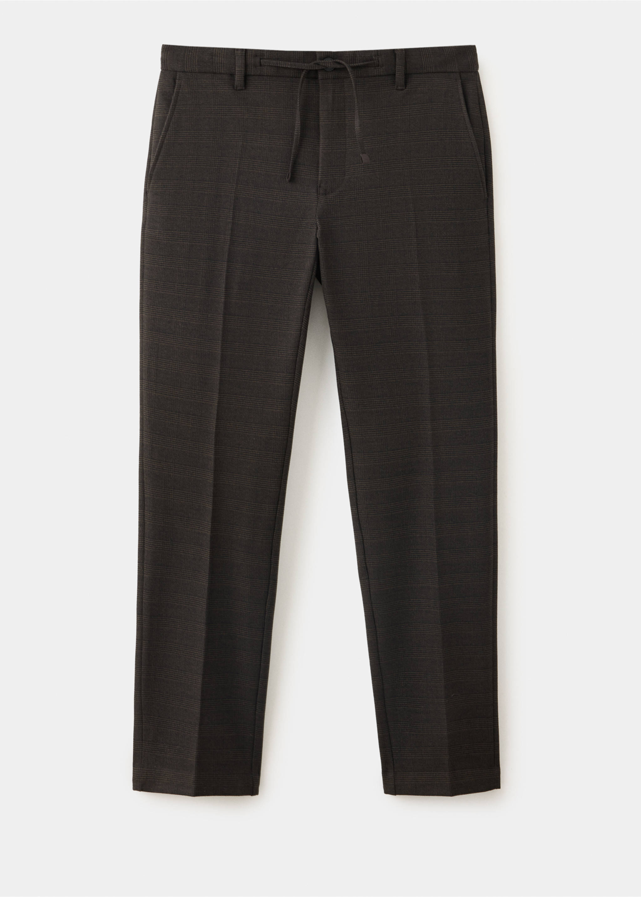 Slim-fit check-print trousers - Article without model, Chocolate. Ref: 37017902-00.