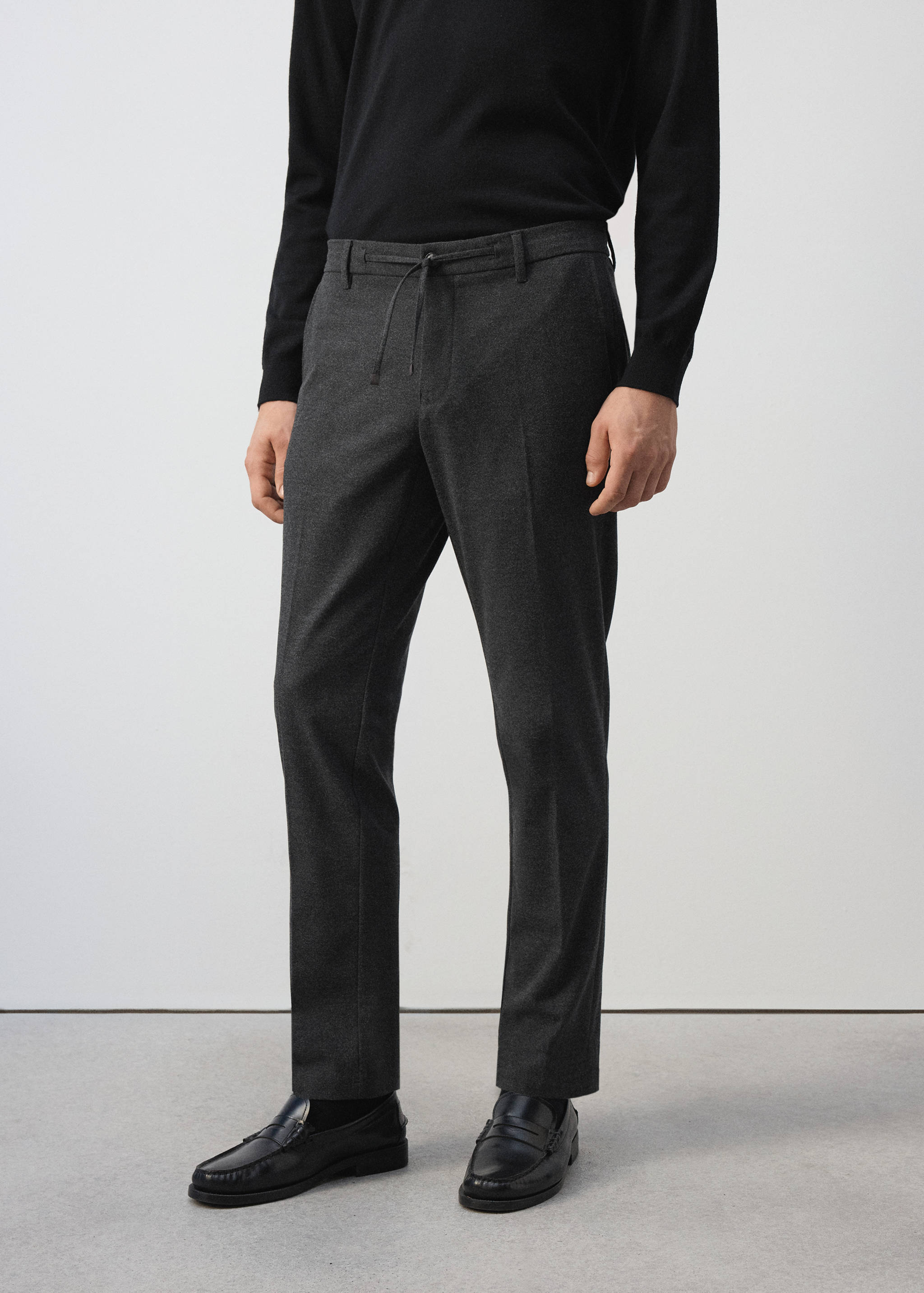 Slim-fit trousers with elastic waist - Medium plane