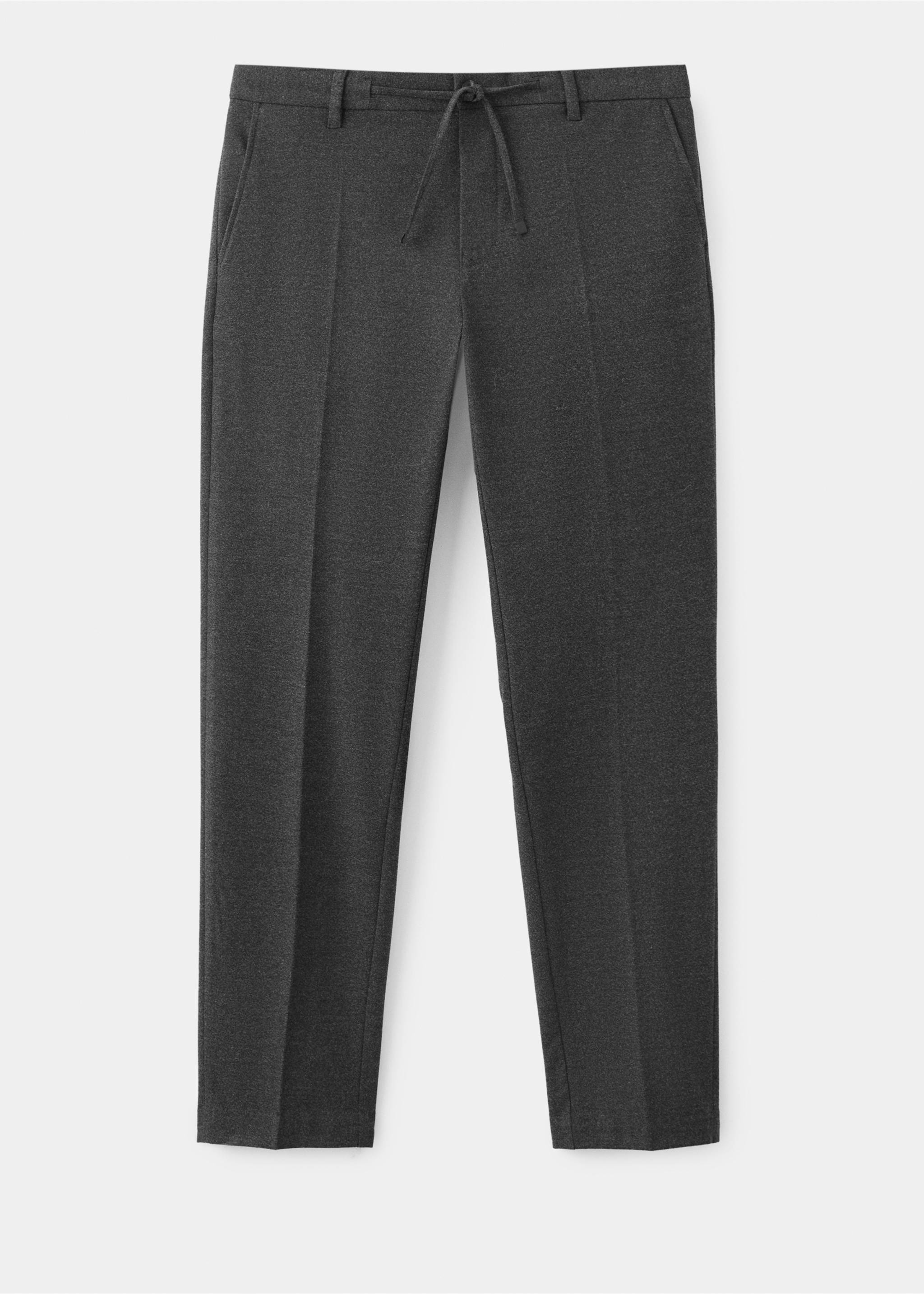 Bukse slim fit med elastisk midje - Artikkel uten modell, Mørk gråmelert. Ref: 37017903-00.