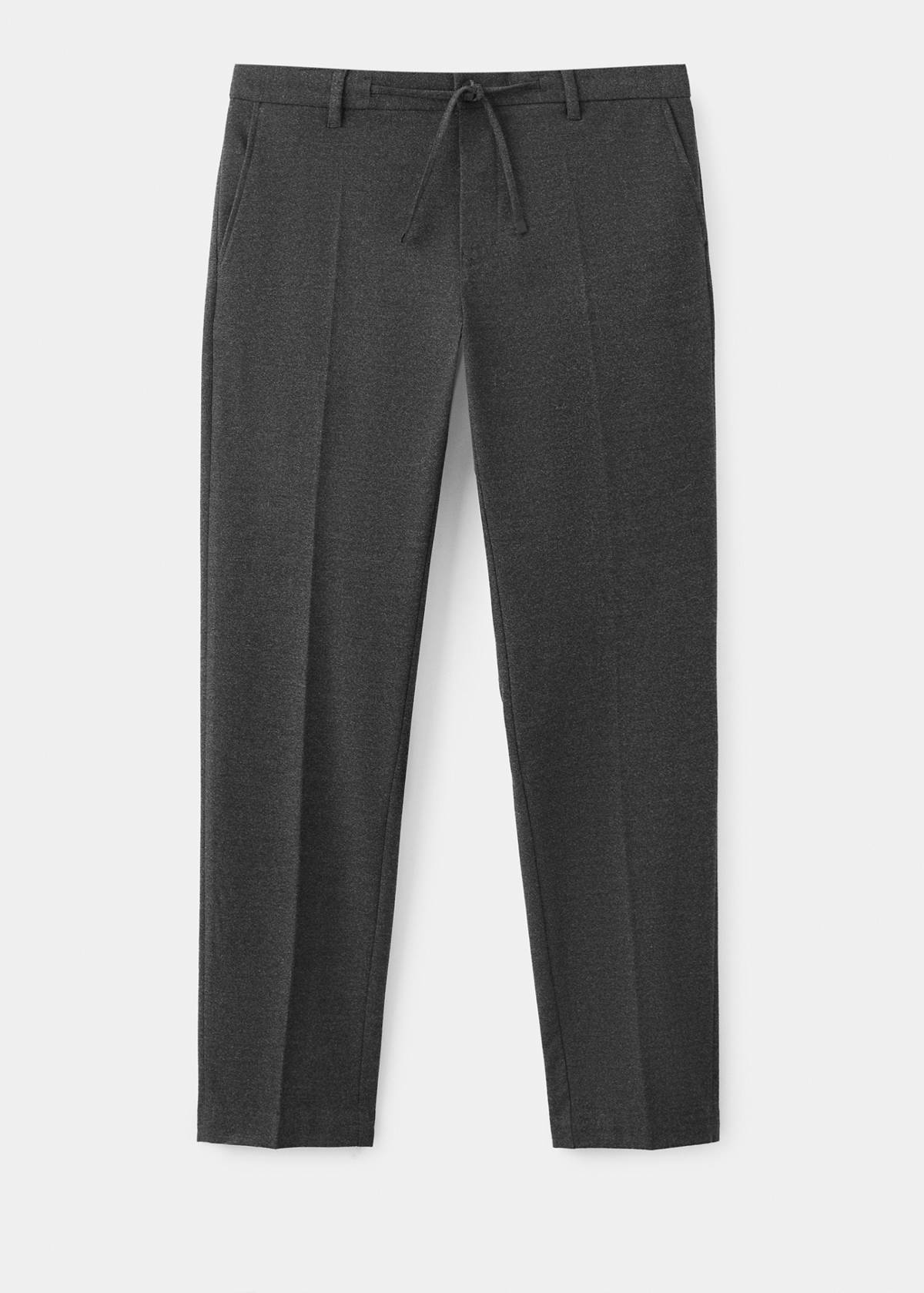 Slim-fit check-print trousers — Dark Heather Grey