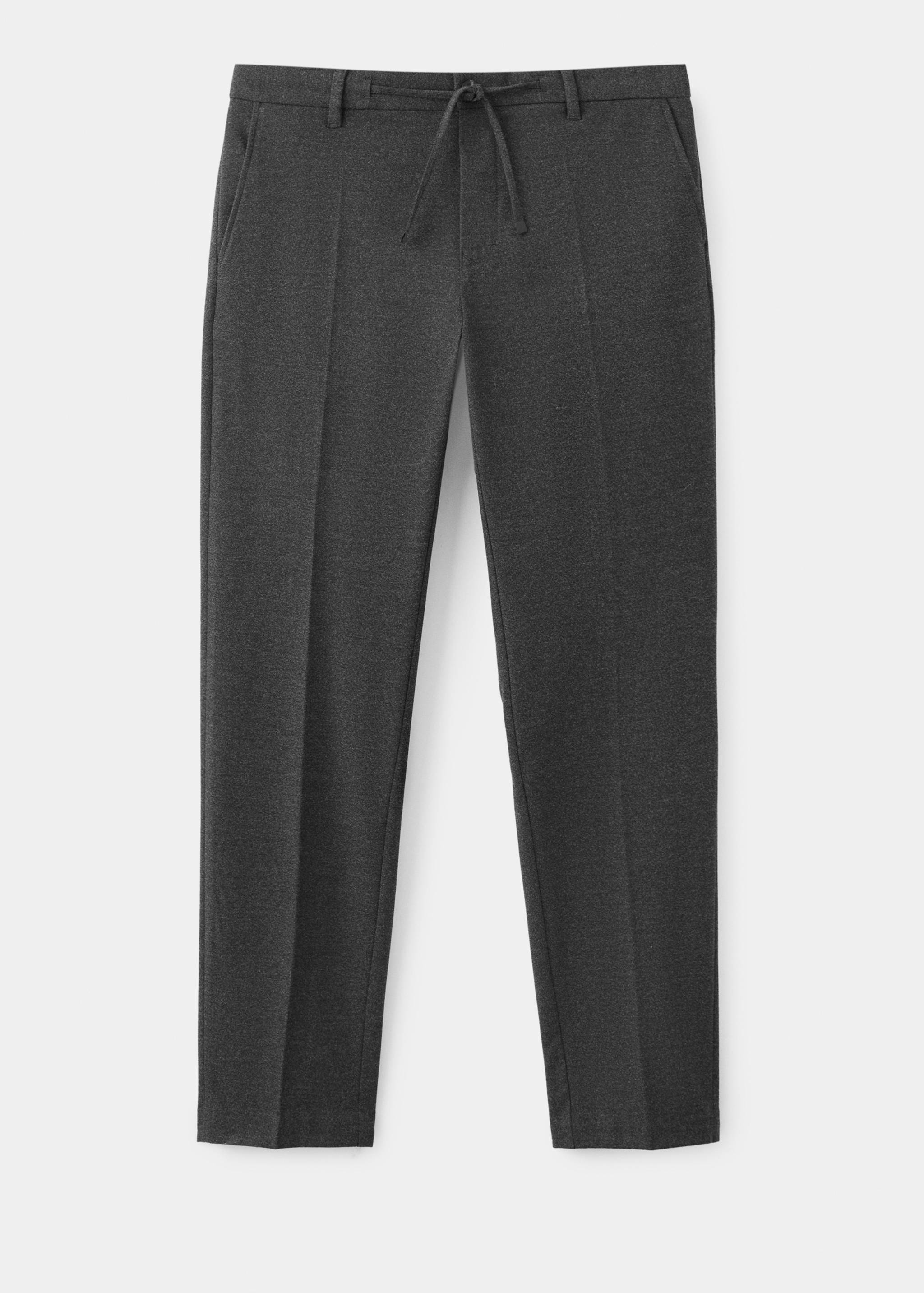 Dark grey men's trousers with an adjustable drawstring waistband.