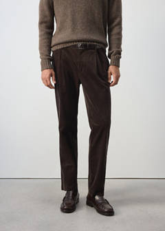 Corduroy regular-fit trousers — Chocolate 1