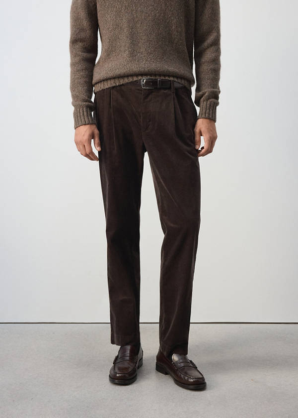 Corduroy regular-fit trousers — Chocolate