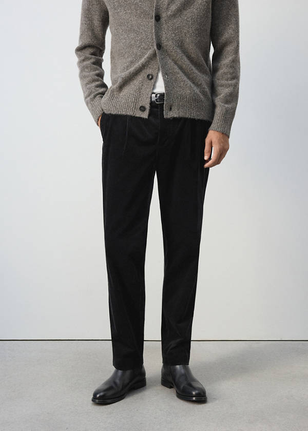 Corduroy regular-fit trousers — Black