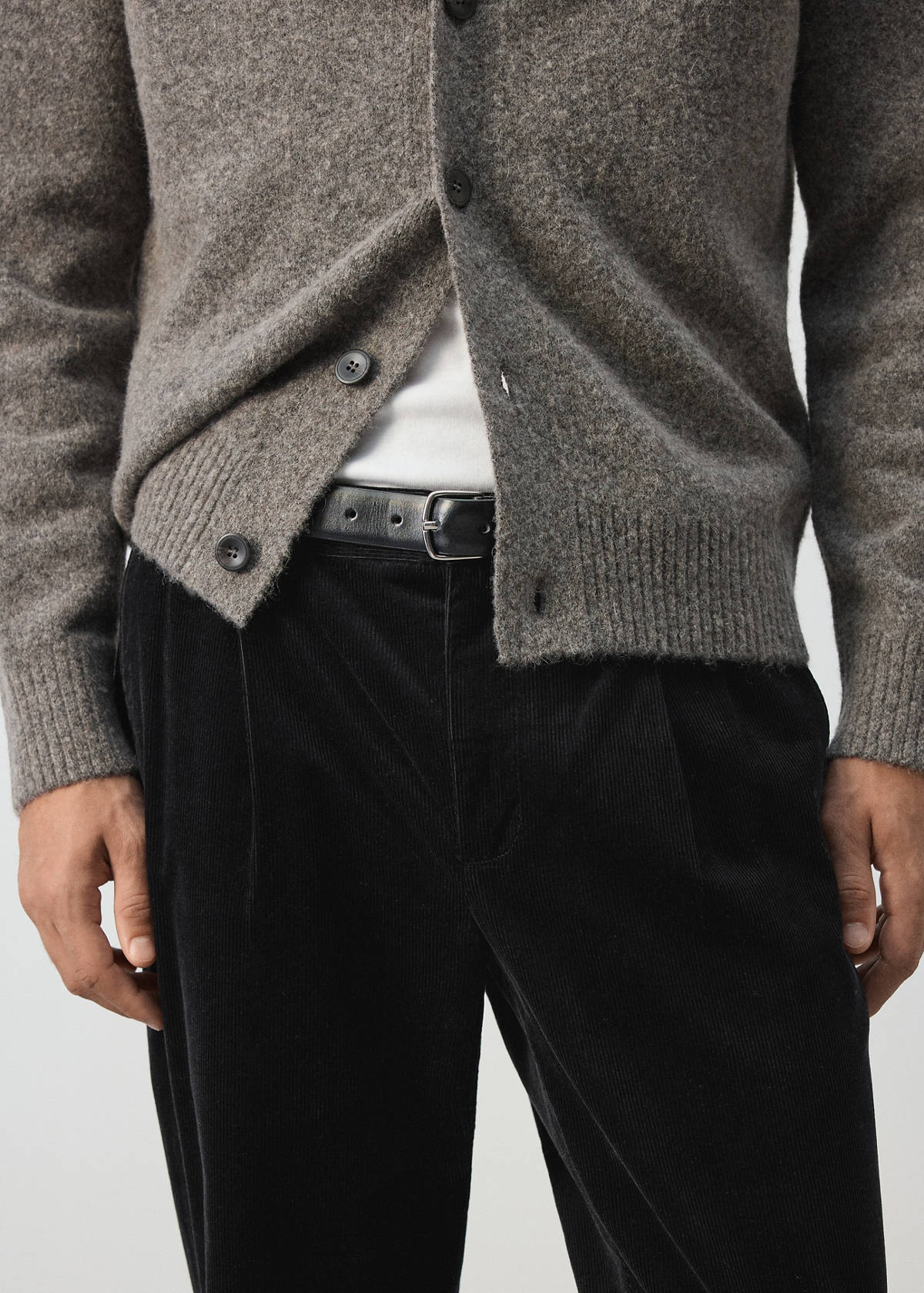 Corduroy regular-fit trousers — Black