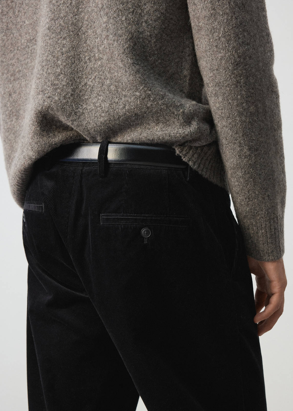 Corduroy regular-fit trousers — Black