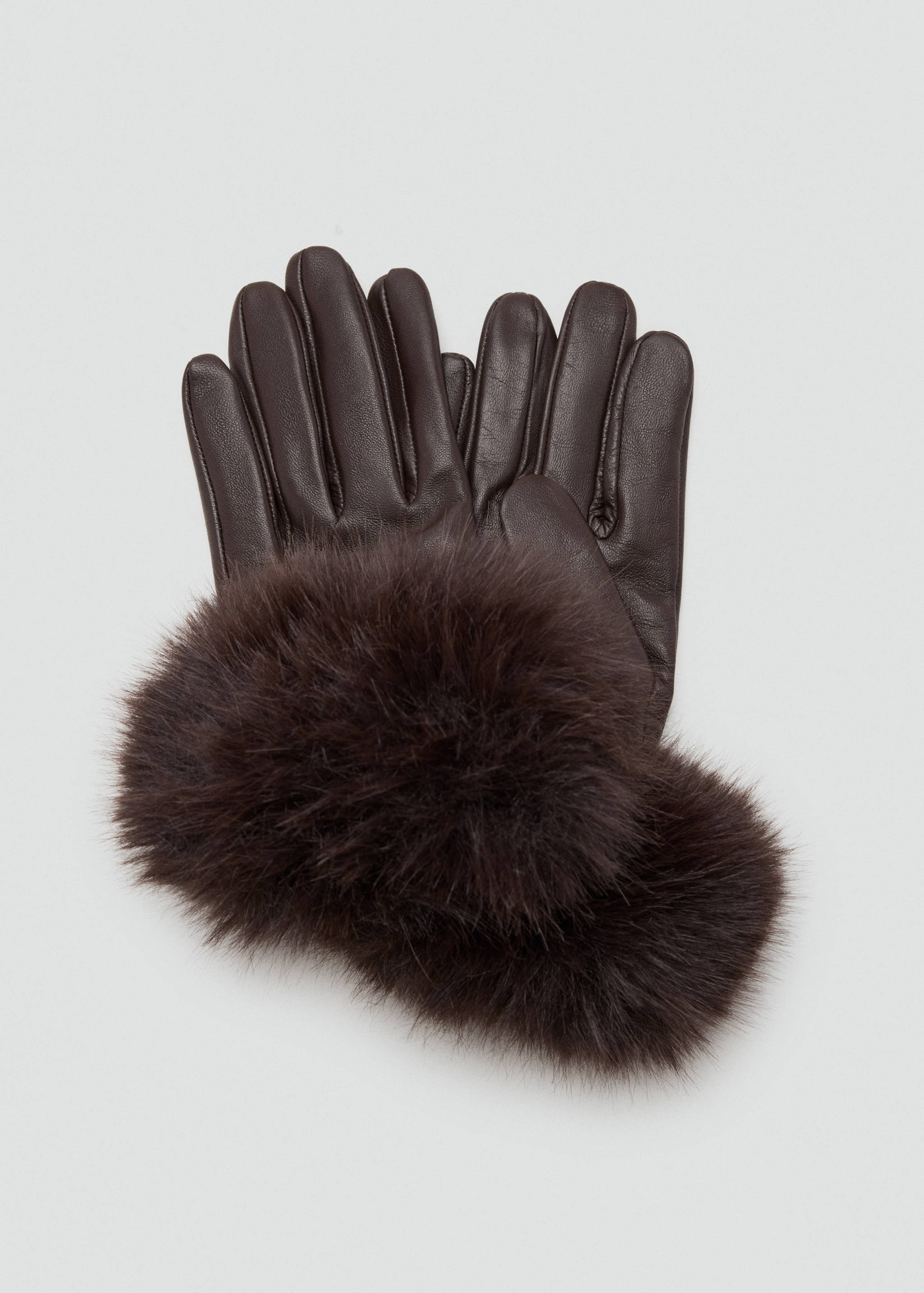 Handschuhe aus Leder mit Pelzabschluss - Mittlere Ansicht