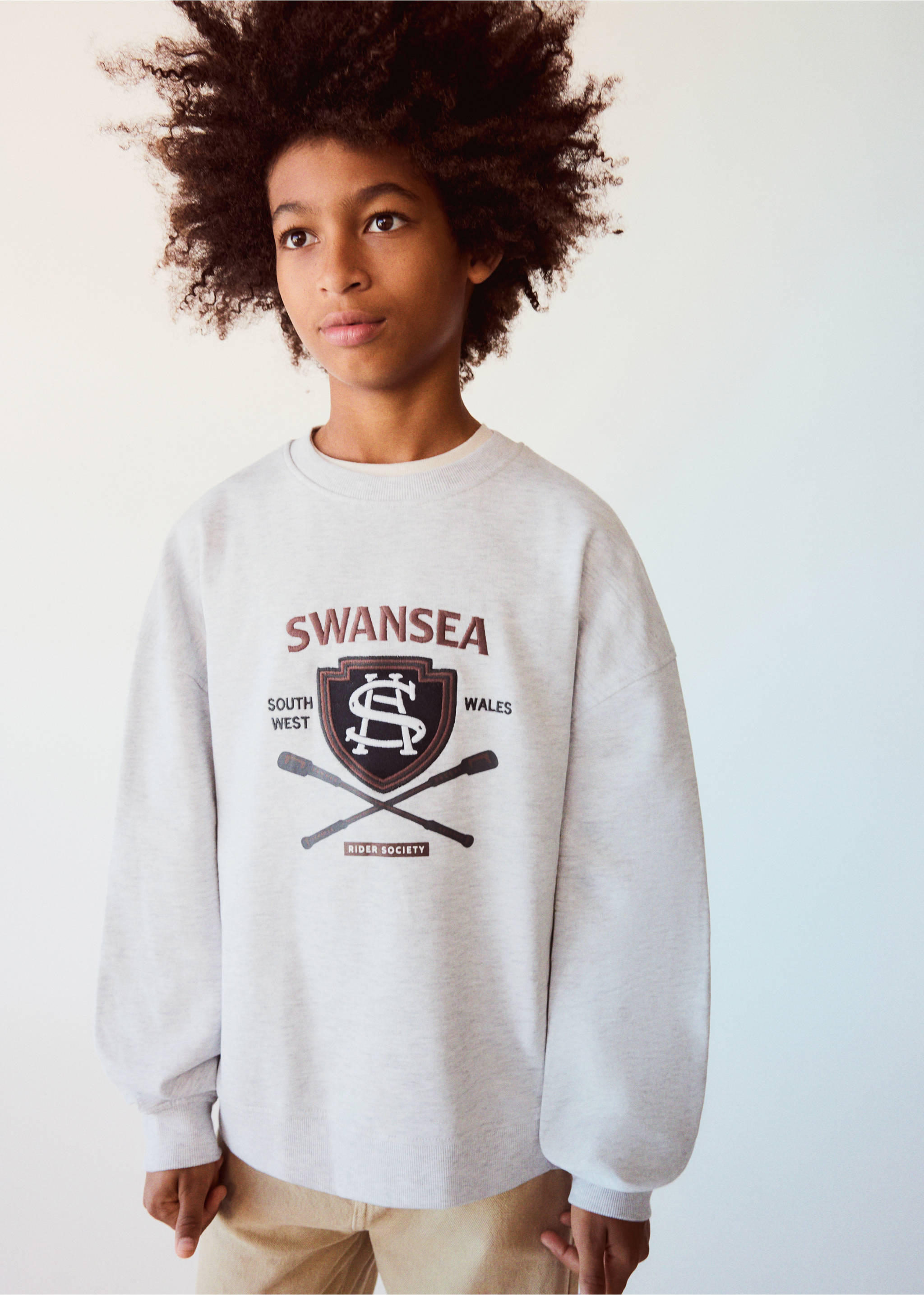 Printed cotton sweatshirt - Medium plane, Light Heather Grey. Ref: 37017915-00.