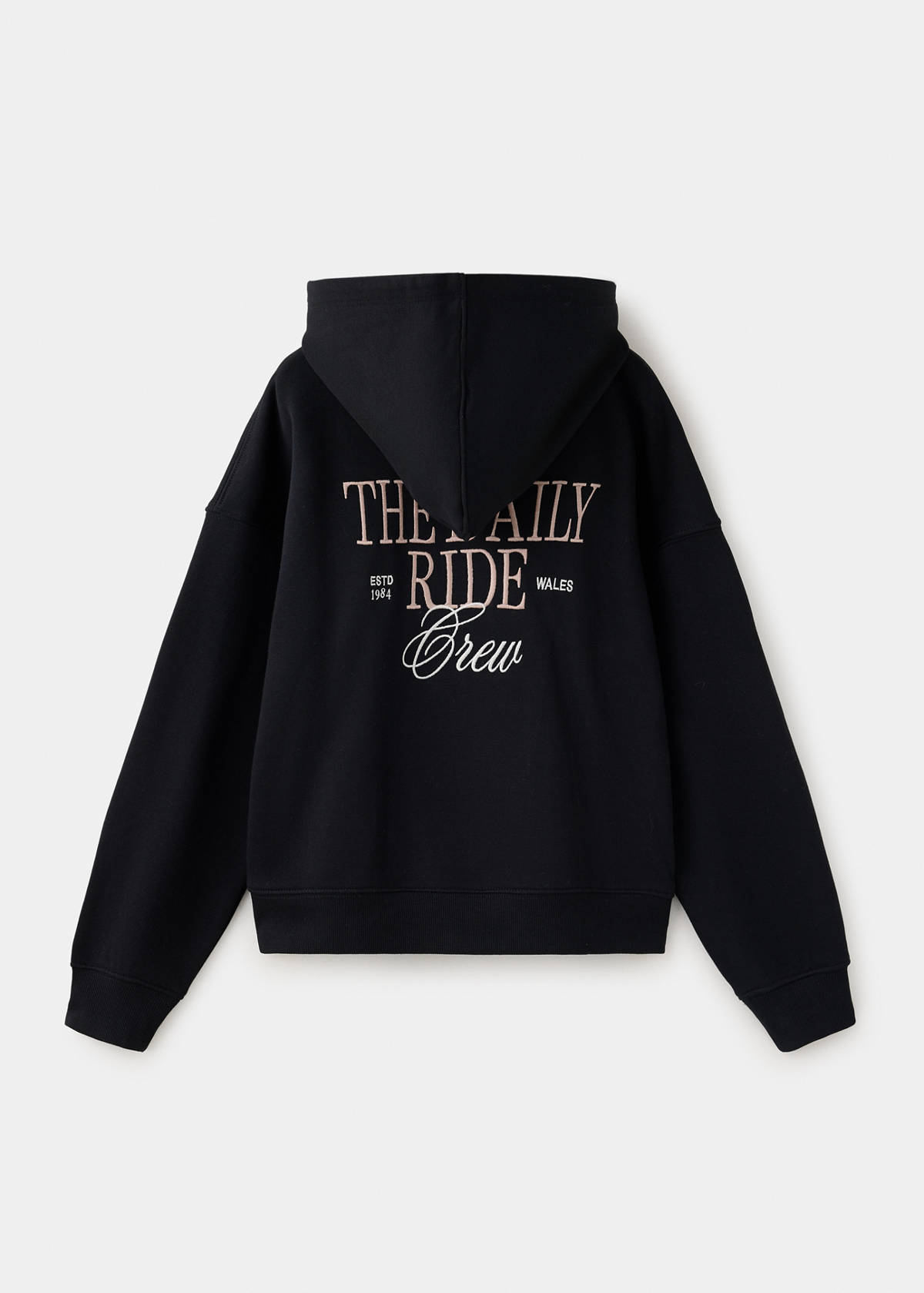 Embroidered text hoodie — Black