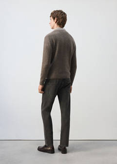 Wool and alpaca knitted polo sweater — Medium Brown 3