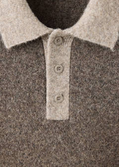 Wool and alpaca knitted polo sweater — Medium Brown 7