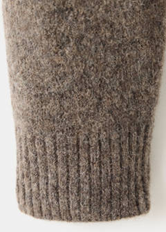 Wool and alpaca knitted polo sweater — Medium Brown 8