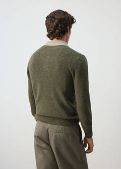 Wool and alpaca knitted polo sweater — Olive Green 3