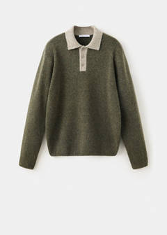 Wool and alpaca knitted polo sweater — Olive Green 6
