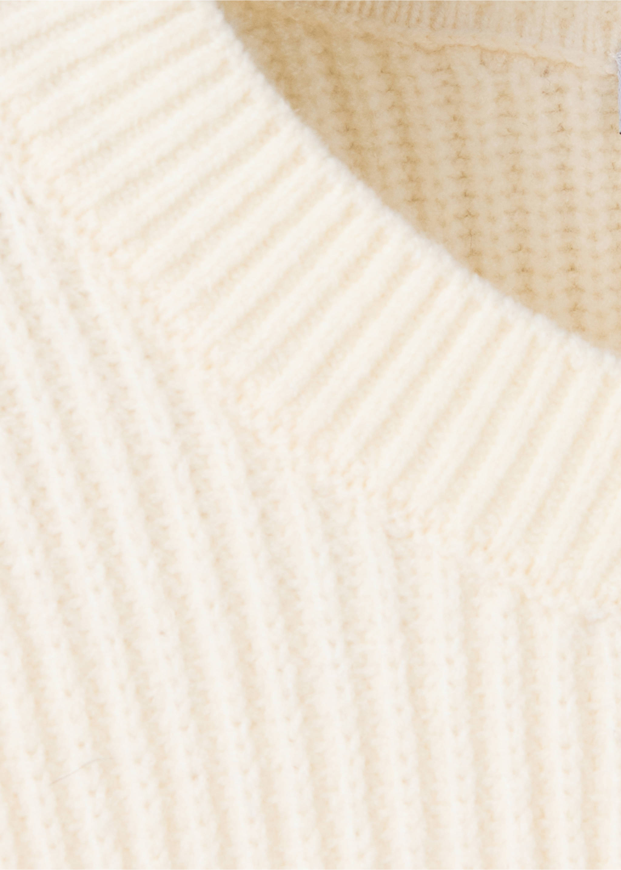 Close-up of a cream jumper showing the ribbed crew neckline., Off White. Ref: 37017919-00.