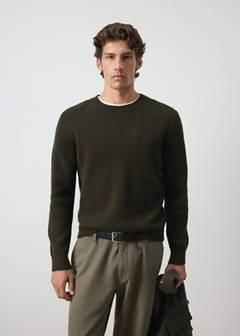 Knitted ribbed sweater — Khaki 1