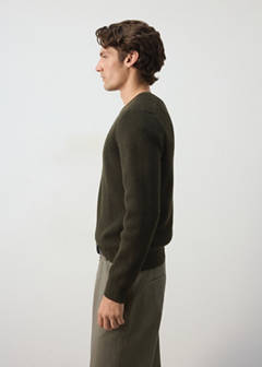 Knitted ribbed sweater — Khaki 5