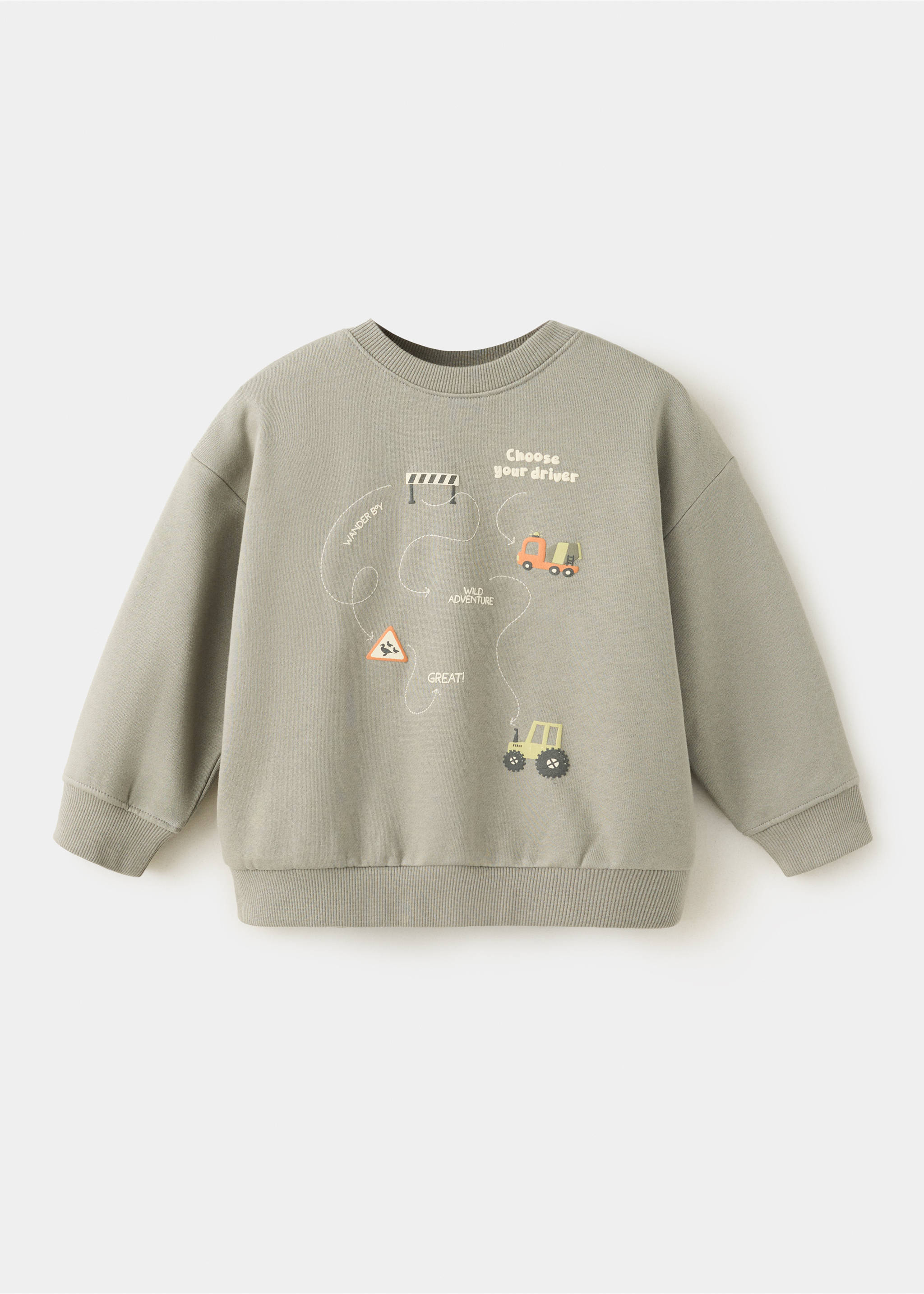 Printed boxy-fit sweatshirt - Article without model, Dark Green. Ref: 37017920-00.