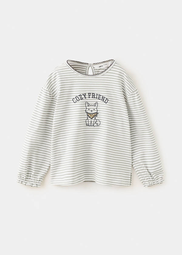 Striped t-shirt with embroidered detail — Off White