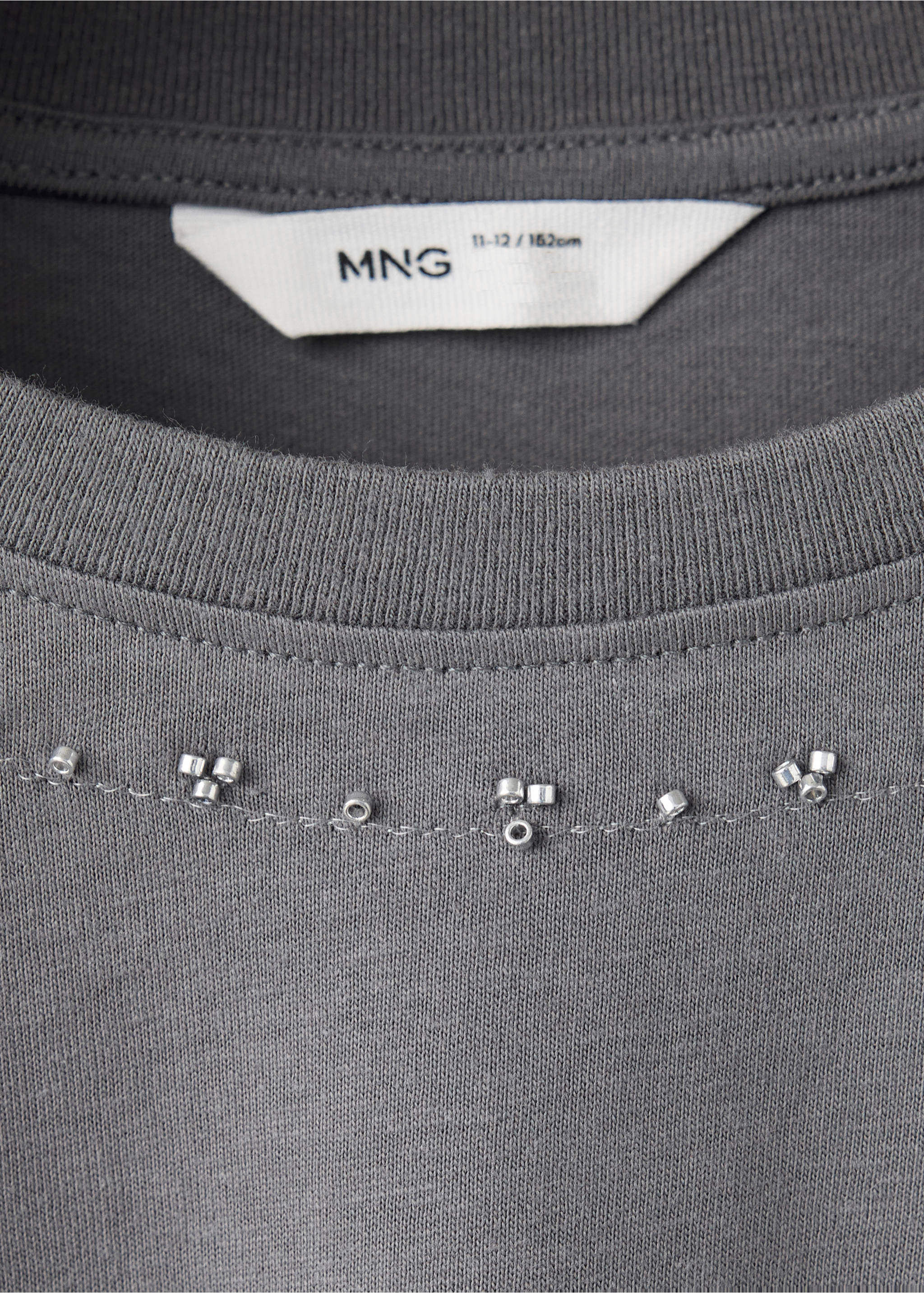 Rhinestone printed t-shirt - Details of the article 8, Charcoal. Ref: 37017923-00.