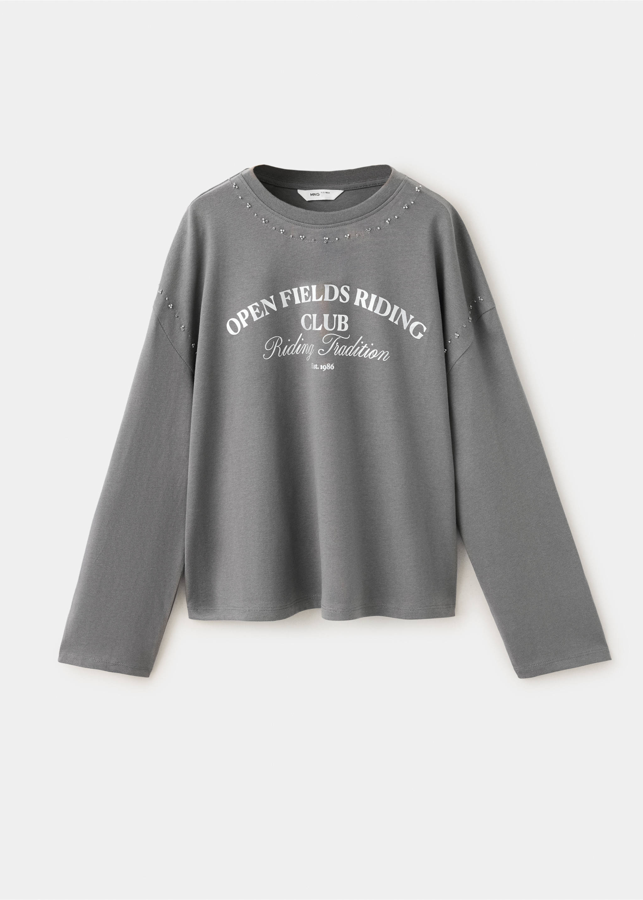 Rhinestone printed t-shirt - Article without model, Charcoal. Ref: 37017923-00.