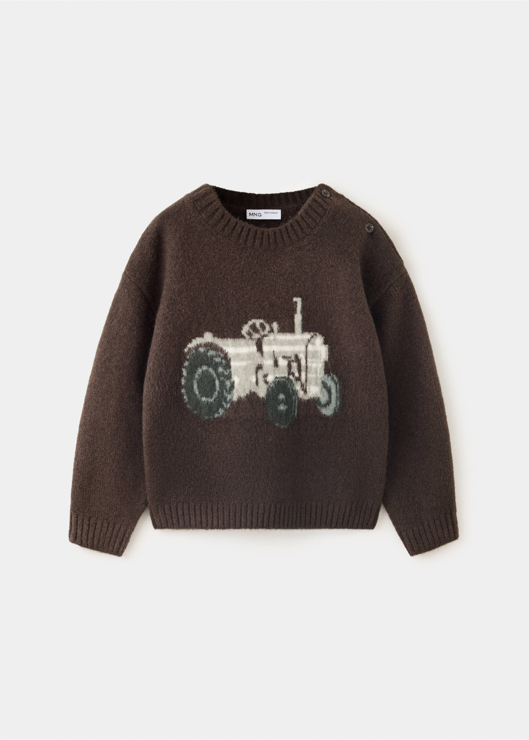 Knit embroidered sweater - Article without model, Chocolate. Ref: 37017930-00.