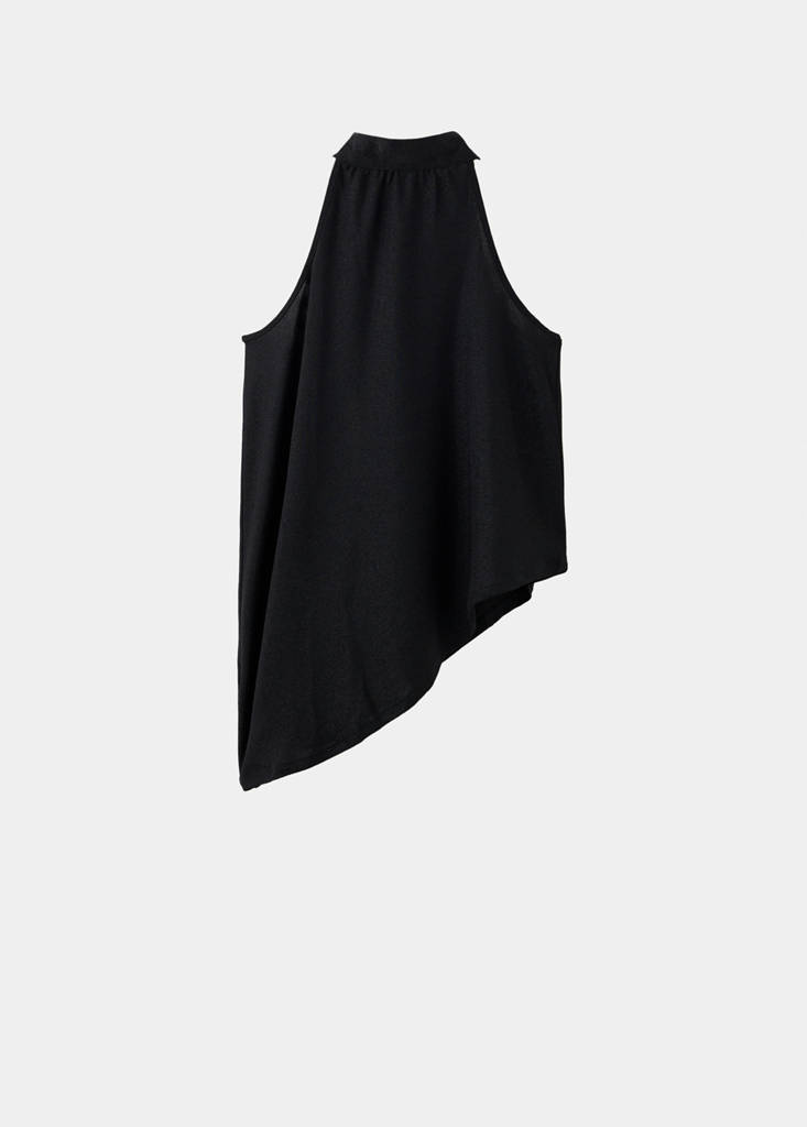 Asymetryczny top z dekoltem halter czarny - Teen - XXS - MANGO TEEN