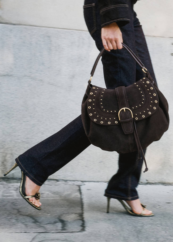 Stud leather bag by Mango