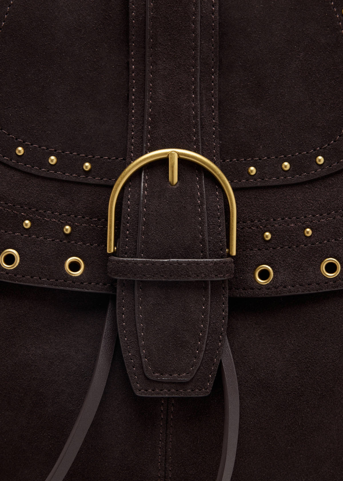 Stud leather bag — Chocolate