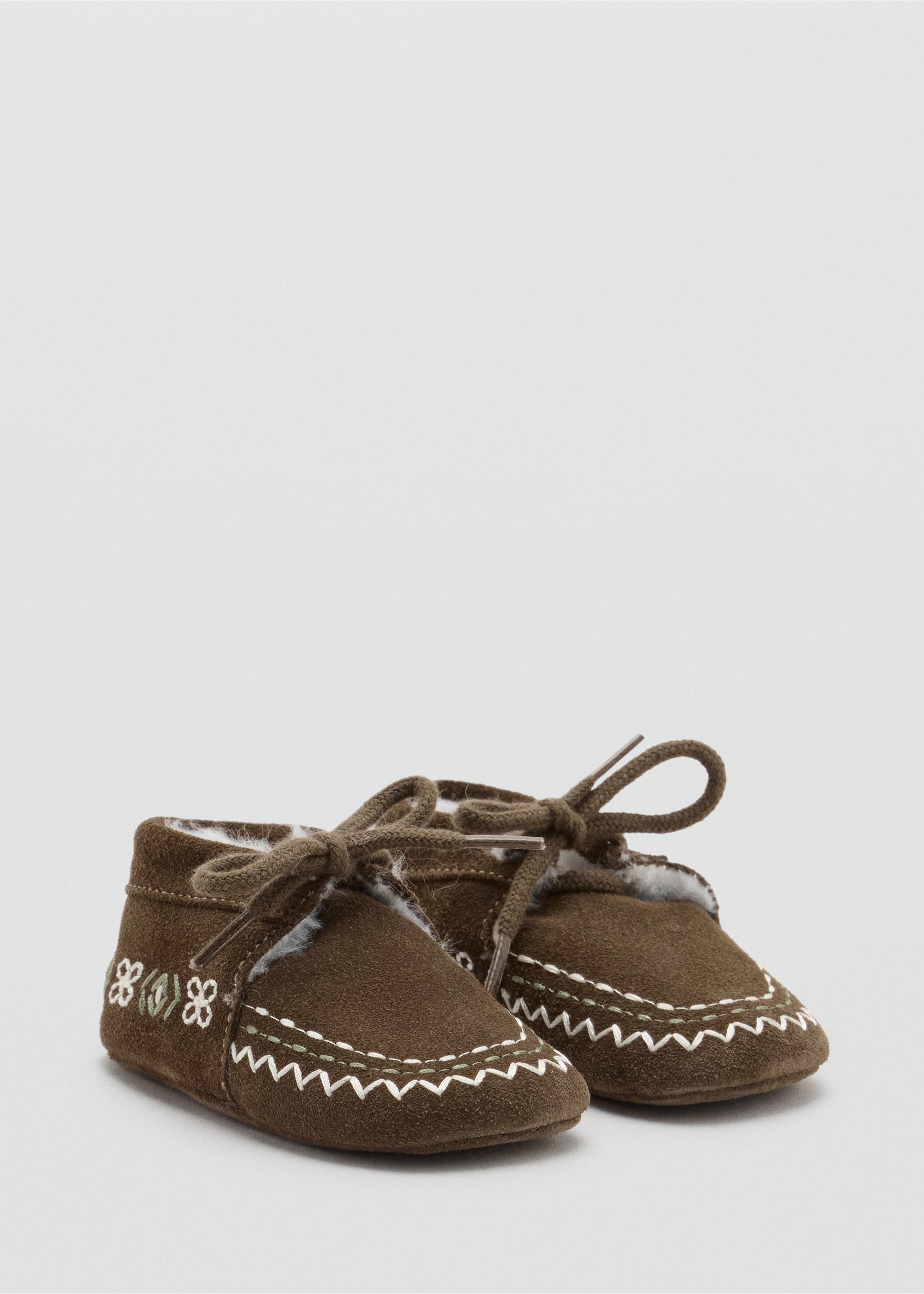 Embroidered split suede boots - Medium plane, Medium Brown. Ref: 37017938-00.