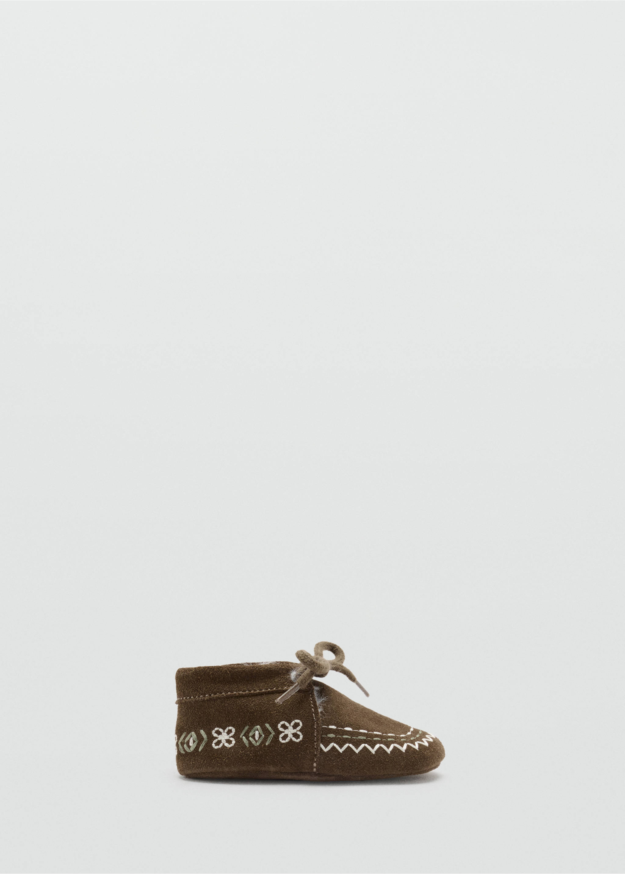 Embroidered split suede boots - Article without model, Medium Brown. Ref: 37017938-00.