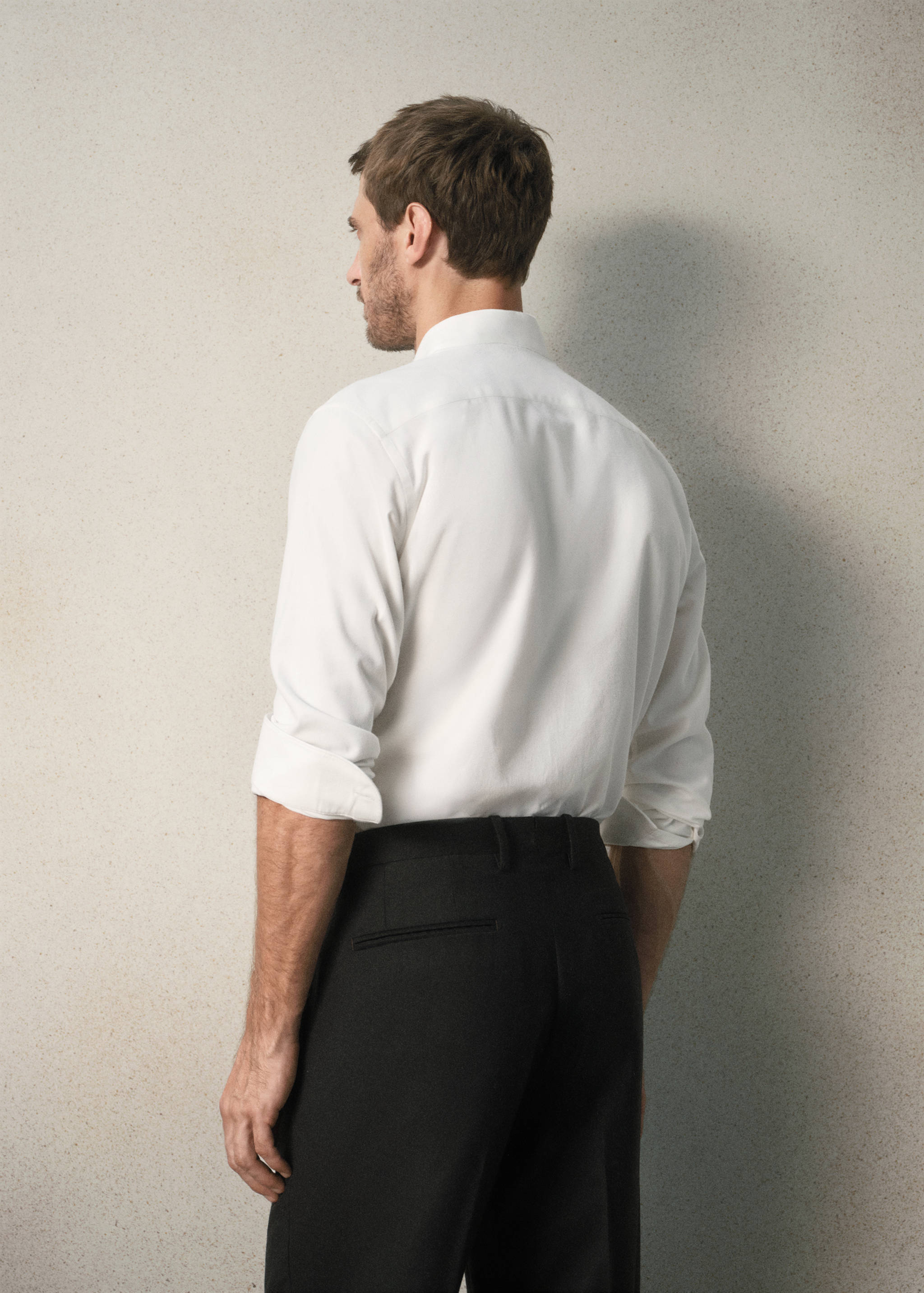 Slim fit cotton mandarin-collar shirt - Reverse of the article