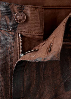 Straight-leg waxed-effect jeans — Chocolate 6