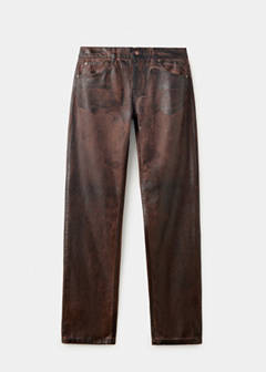 Straight-leg waxed-effect jeans — Chocolate 4