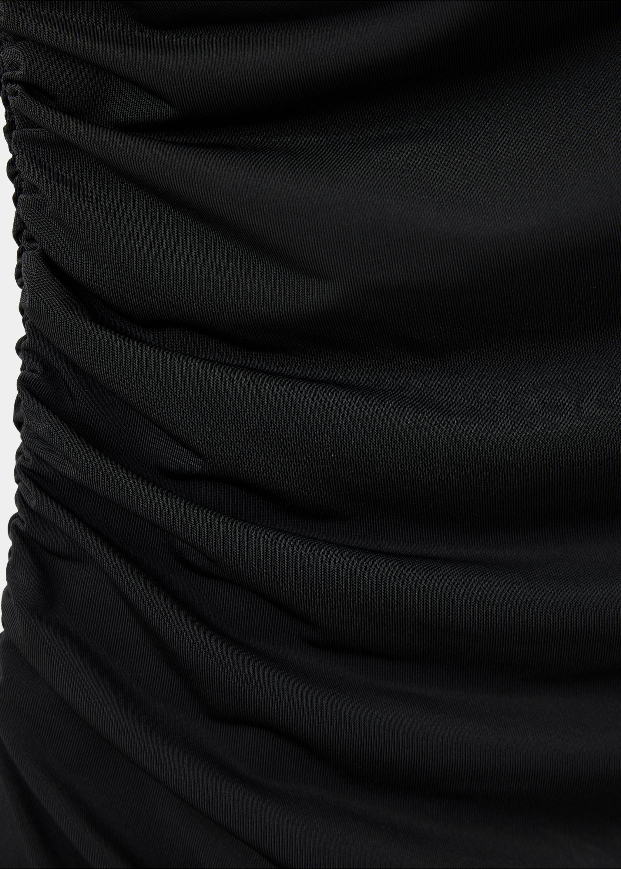 Close-up of the black dress fabric, showing ruched texture., Black. Ref: 37017942-00.